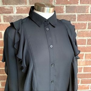 ⭐️Who What Wear Long Sleeve Ruffle Blouse Small